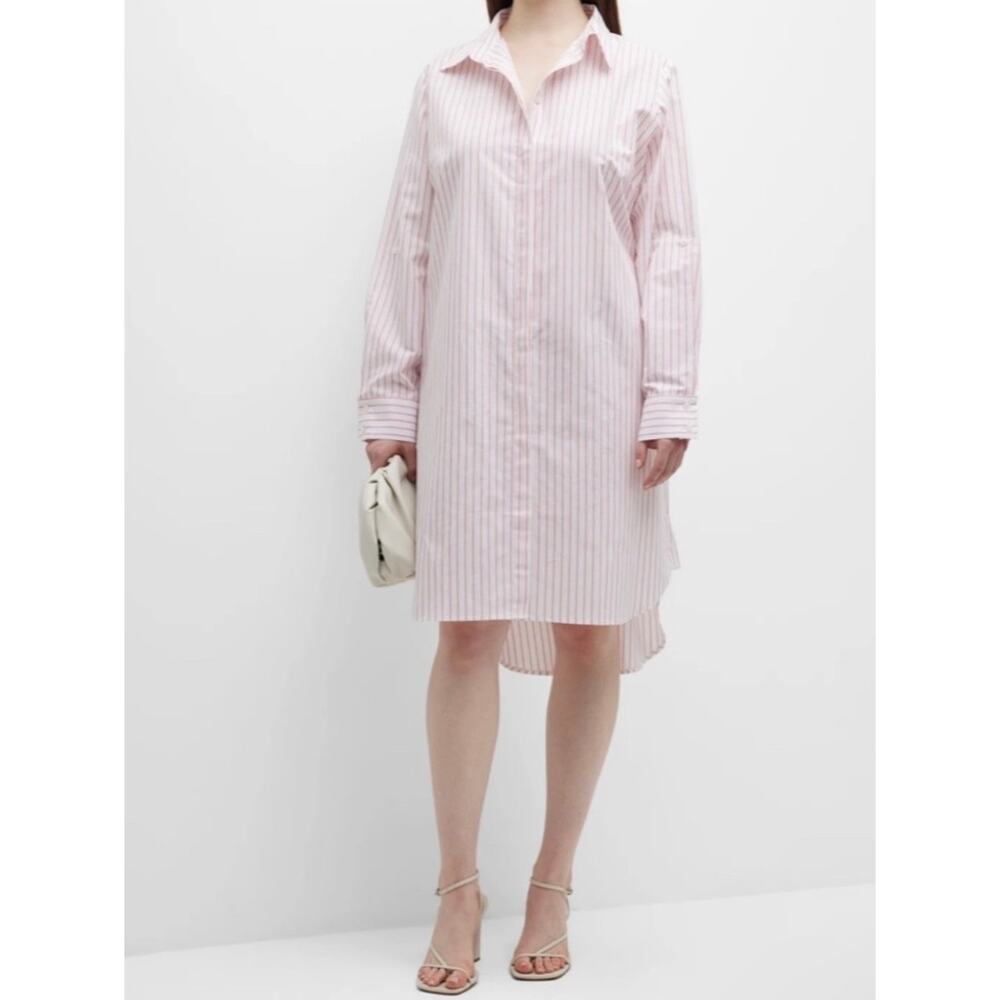 HARSHMAN Willow Stripe Long Sleeve Cotton/Linen Shirtdress